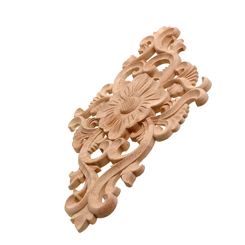 VZLX Vintage Floral Wood Carved Corner Applique Wooden Carving Decal for Furniture Cabinet Door Frame Wall Home Decor Crafts