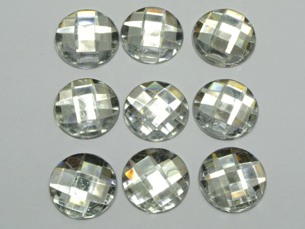

50 Clear Acrylic Flatback Rhinestone Round Gem Beads 20mm No Hole
