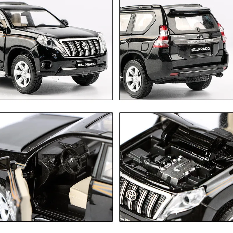 High quality 1:32 Toyota Prado alloy model,simulation children\'s sound and light pull back off-road model toys,free shipping