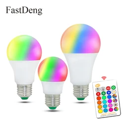 110V 220V E27 RGB LED Bulb Lights 5W 10W 15W RGB Lampada Changeable Colorful RGBW LED Lamp With IR Remote Control+Memory Mode