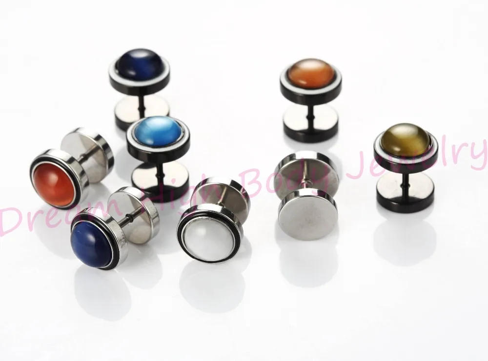 

Fashion Pleasantly Opal Ear Stud 10mm Natural Stone Bijuterias Opal Round Gem Body Jewelry For Women Girl