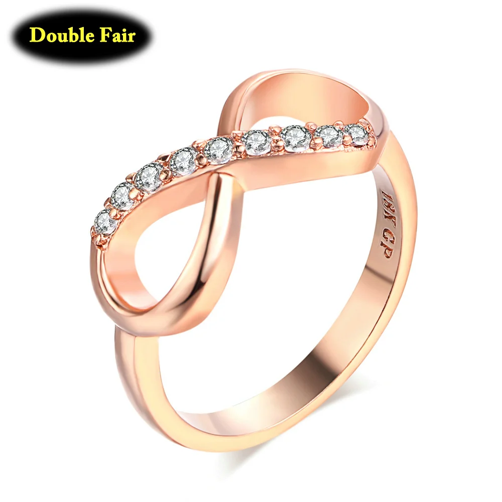 Romantic Number Eight Cubic Zirconia Rose Gold Color Brand Engagement Rings For Women Fashion Jewelry DWR407