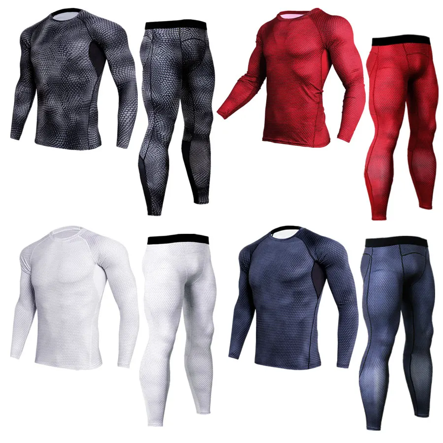 

Men's suits rashguard MMA compression clothing mens tracksuit set fitness leggings men's t-shirts thermal underwear base layer
