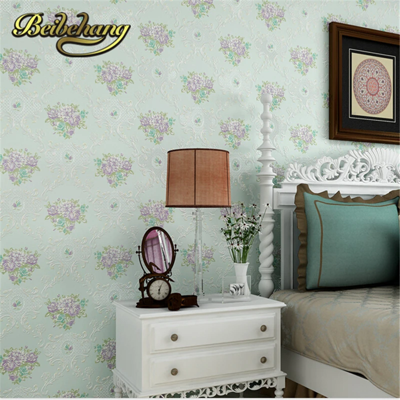 beibehang papel de parede3d Non-woven wall paper simple warm flower garden bedroom living room  backdrop wallpaper adesivo