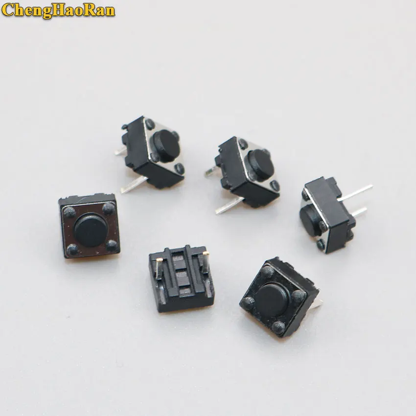 ChengHaoRan 50 pcs Tactile Momentary Switch Tact 6x6x4.3 6 * 6 * 4.3mm Middle Pin 2 pins Micro switch repair parts