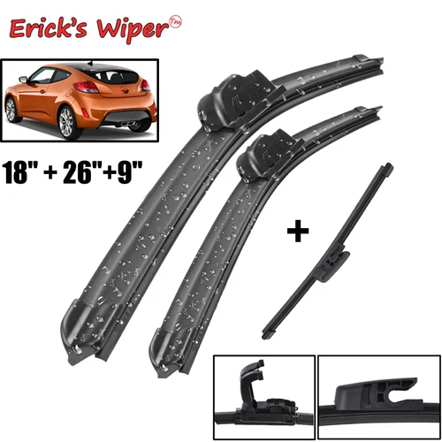 Kit de escobillas de limpiaparabrisas delanteras y traseras para Hyundai Veloster MK1 2012-2018, parabrisas, ventana, 26 ""+ 18"" + 9""