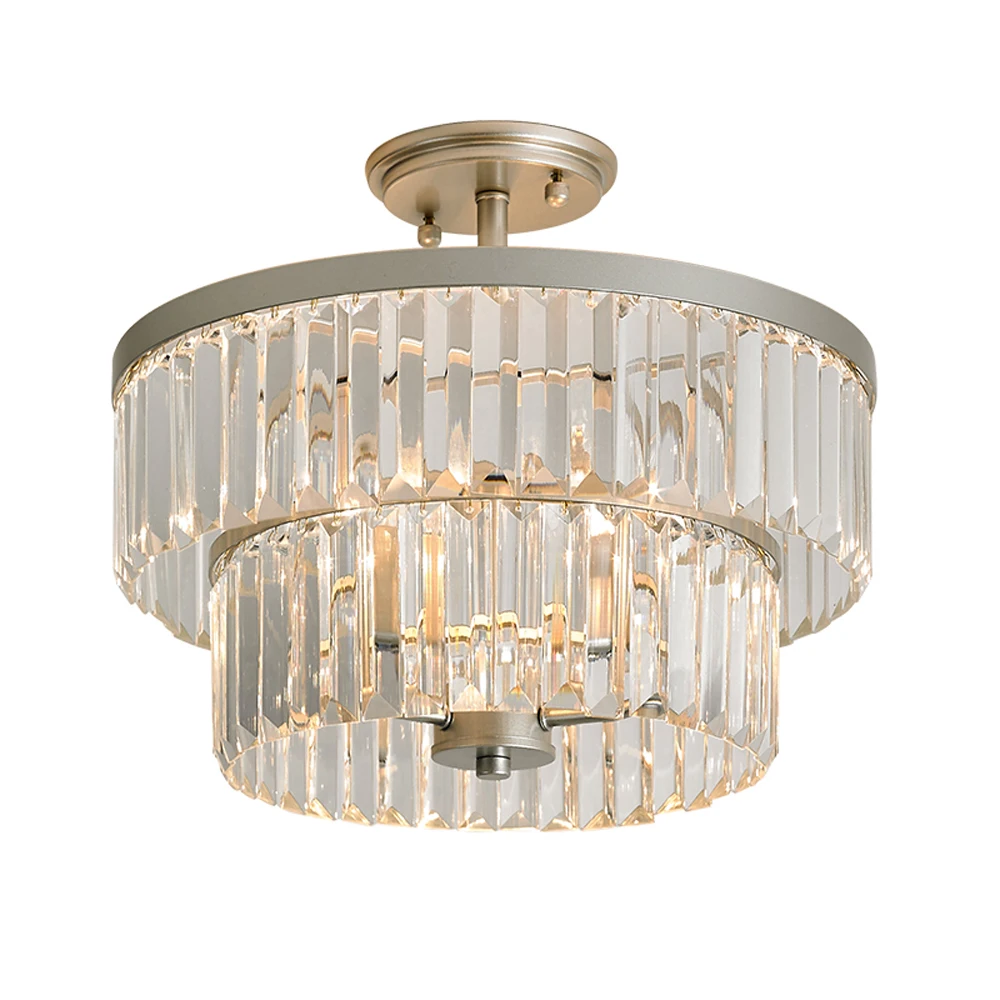 2 Layers Modern Crystal Chandelier Ceiling Fixtures AC110V 220V Silver Bedroom Lamp Hallway Lights