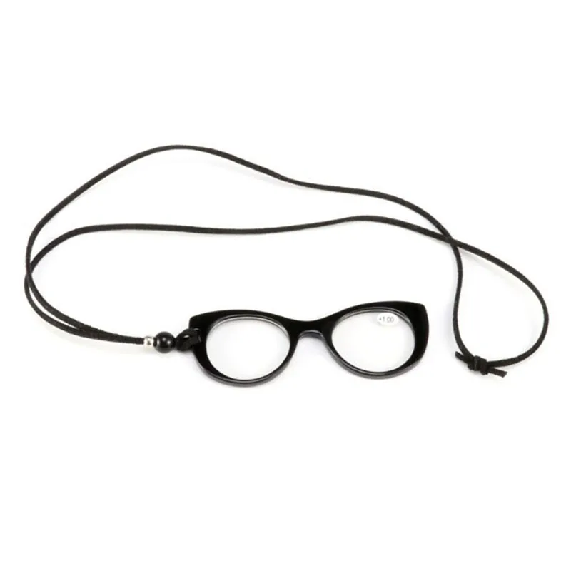 Fashion ladies pendant necklace reading glasses new portable legless neck presbyopic glasses wallet glasses