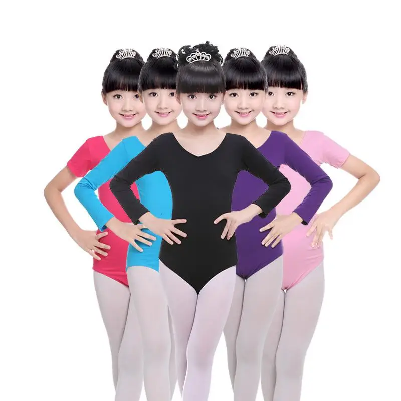 Girls Gymnastics Leotard Ballet Clothes Dance Wear Short Full Sleeve Leotards Cotton Bodysuit Kids Ballet Dancing Costume Suits