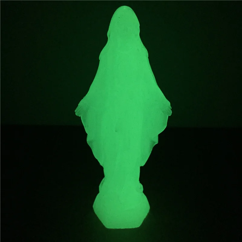 Glowing Madonna And Child Figurines Man-made Jade Stone Virgin Mary Jesus Statues Christmas Decorations For Home Christmas Gift