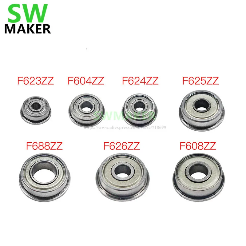 1pcs flange bushing ball steel bearings  F688ZZ F604ZZ F606ZZ F623ZZ F624ZZ F625ZZ DIY 3D printer