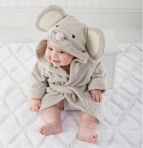 Infant Bathrobe Cute Mouse Boy Girl Baby Pajamas Cloak Pure Cotton Towel Material Prevent Catch A Cold Bath Towel Leisure Wear