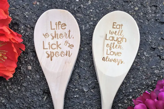 customized text engraved Christmas Wedding Wooden spoons birthday baby bridal shower baptism party favors gifts kitchen decor