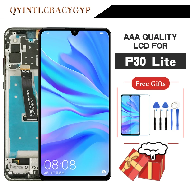 AAA screen For Huawei P30 lite LCD With Frame Display Touch Screen Digitizer For HUAWEI NOVA 4E LCD Display MAR-LX1 LX2