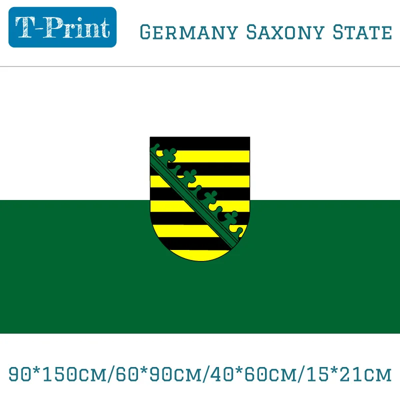 Germany Saxony State Flags and Banners 3x5FT 90*150cm/60*90cm/40*60cm/15*21cm