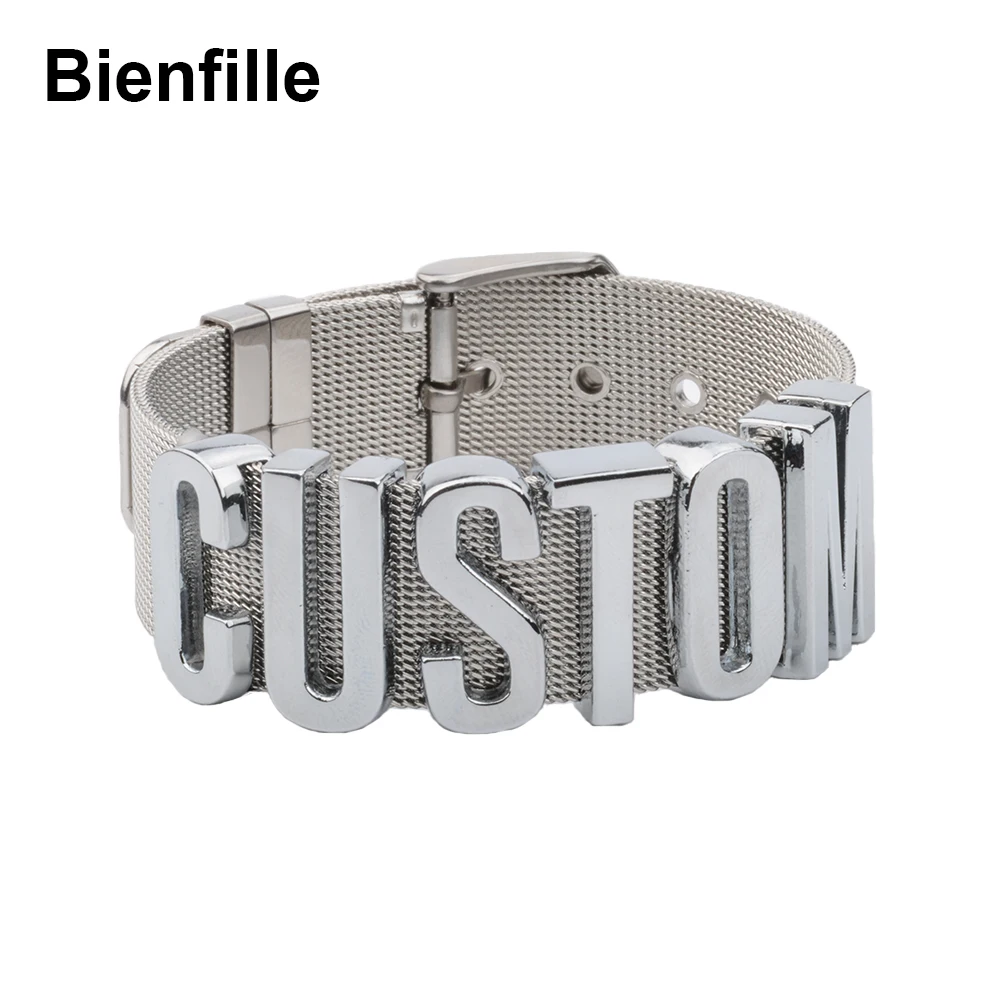 Customized Words Stainless Steel Men Bracelet 100% Handmade Fashion Girlfriend Gift Choose Name Jewelry For Women Accessories