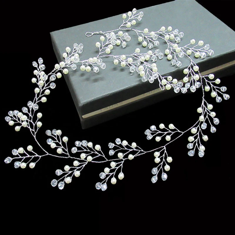 Fashion Wedding Hair Accessories Simulated Pearl Haedbands for Bride Crystal Crown Floral Elegant Hair Ornaments Hairpin