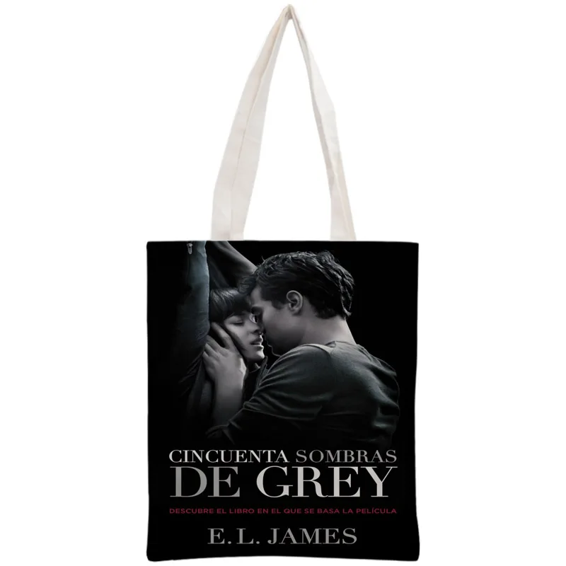 Custom Fifty Shades of Grey Tote Bag Reusable Handbag Women Shoulder Foldable Cotton Canvas Shopping Bags