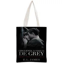 Custom Fifty Shades of Grey Tote Bag Reusable Handbag Women Shoulder Foldable Cotton Canvas Shopping Bags