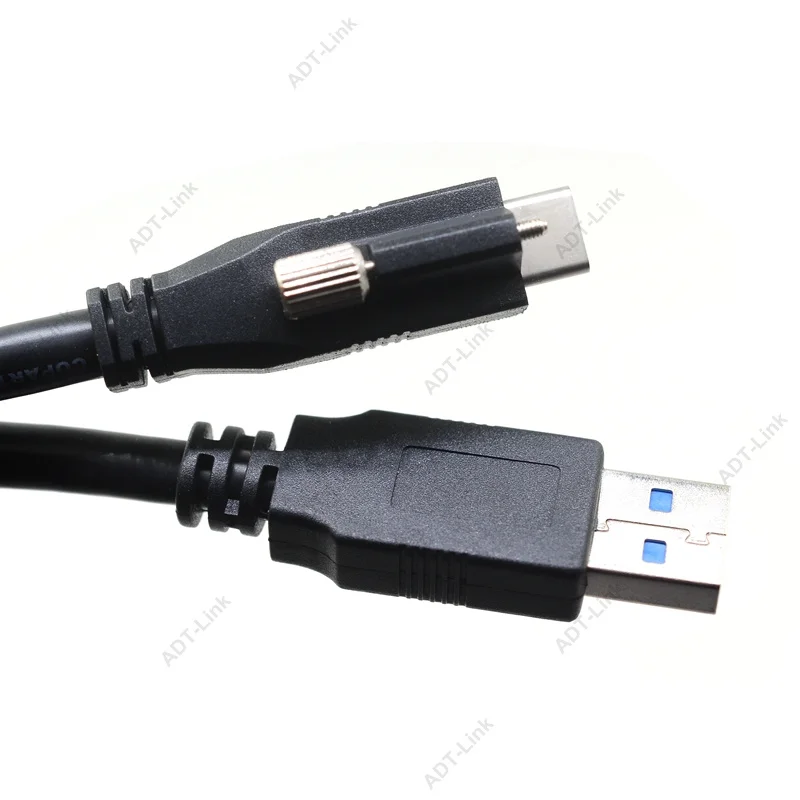 1.2M 4FT USB 3.1 Type-C USB-C Locking Connector to Standard USB 3.0 Data Cable With Panel Mount Screw