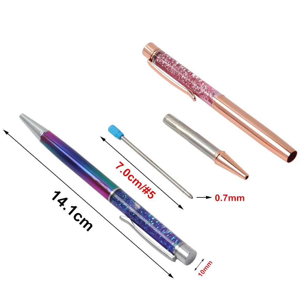 3PCS/LOT Creatively 0.7mm Luxury Ballpoint flow Oil Crystal Gold Foil Metal Copper Colorful High-grade Gold Powder Quicksand pen