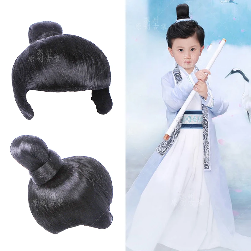 Multi Designs Ancient Chinese Sword Men Little Boy Hair Wig for TV Play or Stage Performance Cosplay False Beard