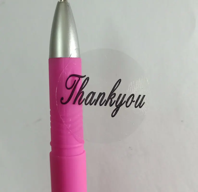 100 PCS Transparante dank u Label Sticker Circulaire Afdichting Label Sticker PVC Transparante DIY Label Diameter 25mm