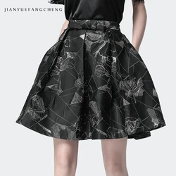 Fashion Womens Black Chiffon Floral Tutu Skirt High Waist Ball Gown Pleated A-Line Flowing Casual Spring Summer Short Skirts