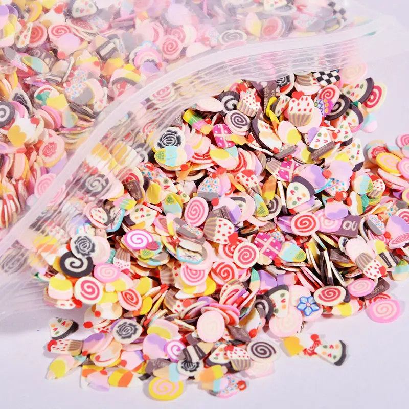 Wholesale 20000 Pieces/Bag Clay 3D Fruit Flowers Animals DIY 3D Nail Art Decorations Ultra-thin Nails Art Sticker Design