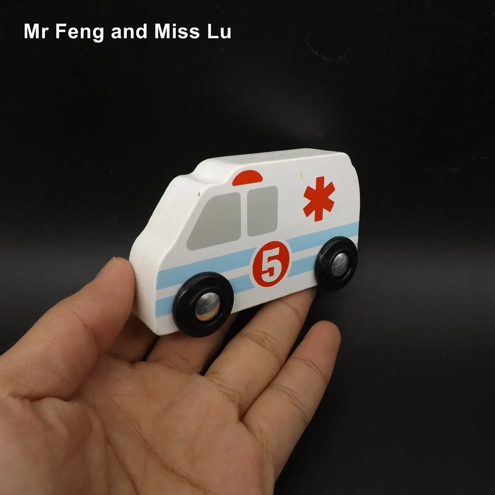 Kids Mini Wooden Ambulance Model Puzzle For Children Building Traffic Safety Game