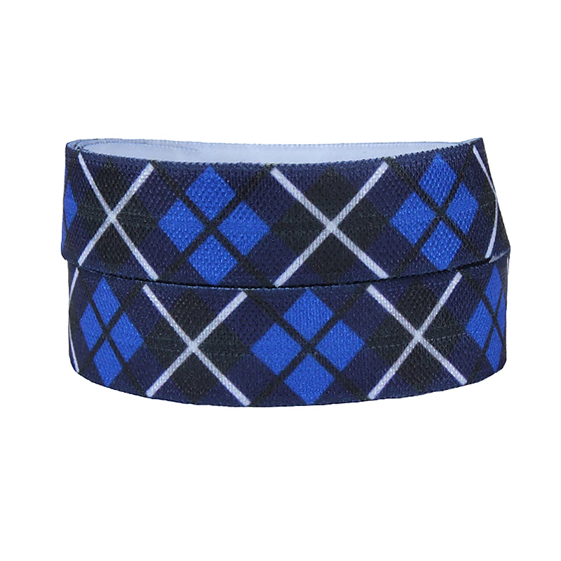 

FLRA ElasticFLORA ribbons Blue plaid printing fold over elastic ribbon