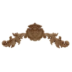 VZLX Flower Wood Carving Appliques Furniture Cabinet Unpainted Wooden Mouldings Decal Decorative Figurine Home Decoration Decor