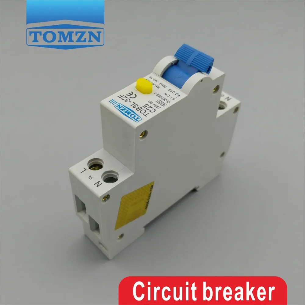 TOB3L-32F 18MM RCBO 25A 1P+N 6KA Residual current Circuit breaker with over current and Leakage protection