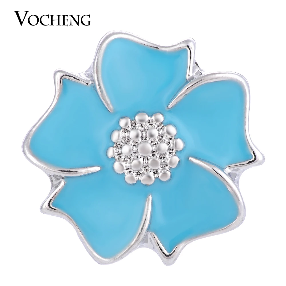 Vocheng Ginger Snaps 4 Colors 18mm Hand Painted Flower Charms Alloy Charms Vn-1326