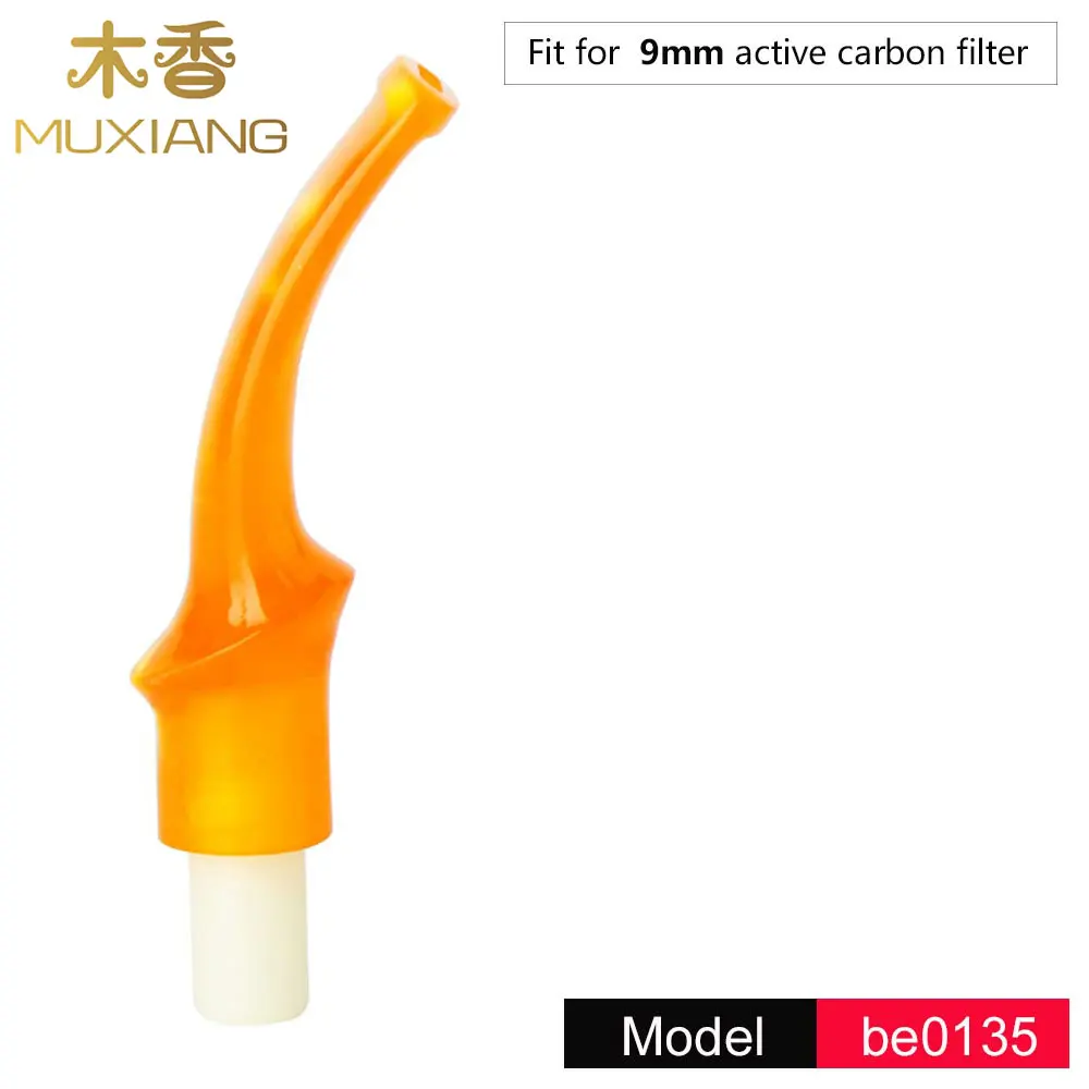 Yellow Bent inclined saddle Pipe Stem Replacement Pipe Mouthpiece Tips for Tobacco Pipe Fit 9mm Filters be0135