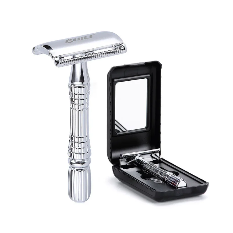 Men\'s Shaving Razor Double Edge Safety Razor Zinc Alloy Safety Razor Classic For Men 1 Razor 1 Blade 1 Case Shaver set