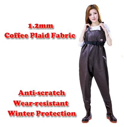 1.2mmThickening Fishing Chest Waders Breathable Winter Pants Wading Boots Waterproof Wader for Fishing Fly neoprene bota pesca