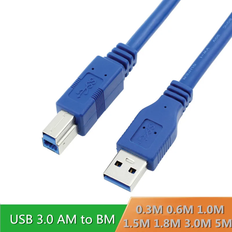 USB3.0 Printer Cable USB 3.0 A Male AM to USB 3.0 B Type Male BM USB3.0 Cable 0.3M 0.6M 1M 1.5M 1.8M 3M 5M Meters