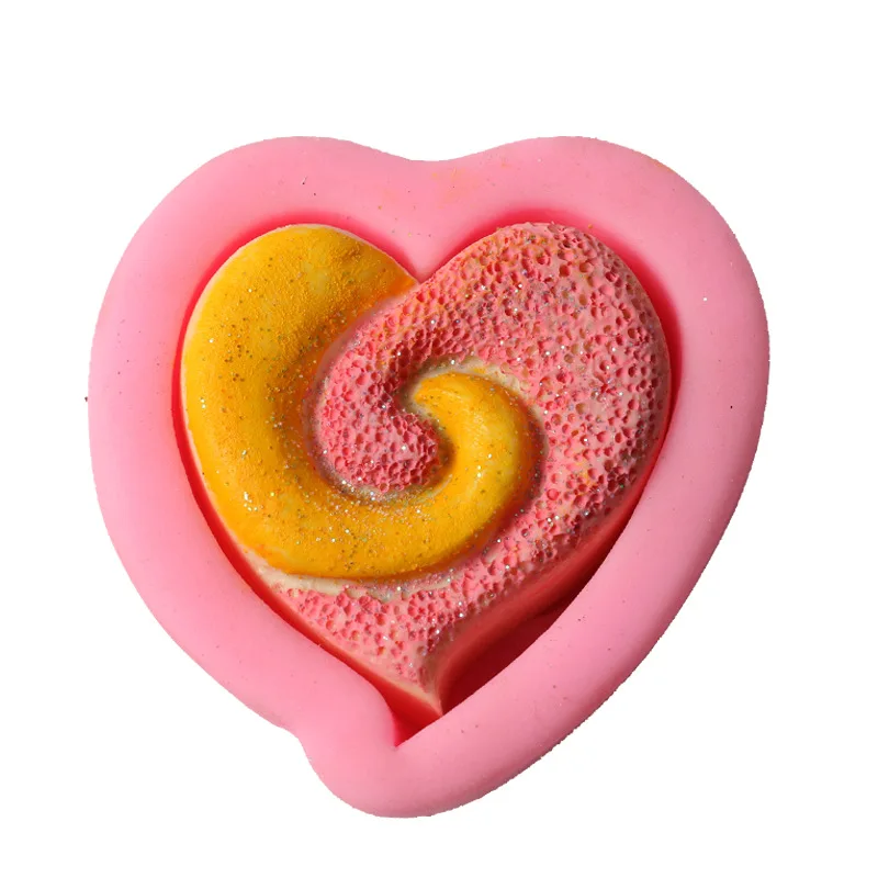 Aomily 3D Heart Shape Silicone Chocolate Fondant Mould Heart Love Soap Mold Candle Polymer Clay Molds Crafts DIY Forms Base Tool