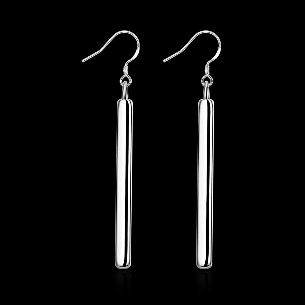Fashion Straight Long Dangle Drop Earrings Top Quality Concise Ear Line 925 Sterling Silver Fashion Jewelry For Women Best Gift