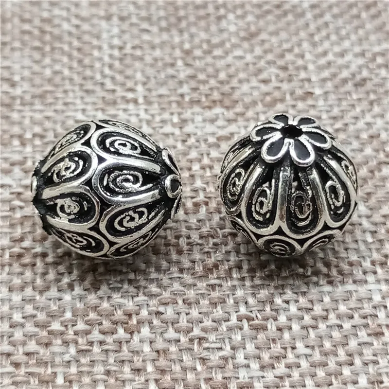 1 sztuka owalnych, spiralnych koralików bicone ze srebra próby 925 do bransoletek i naszyjników