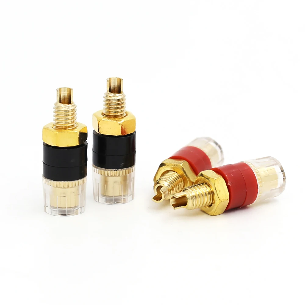 

4Pcs Hi-End Brass Gold Plated Plug Terminal Binding Post Speaker Terminal Binding post hifi speaker teriminal Jack Plug