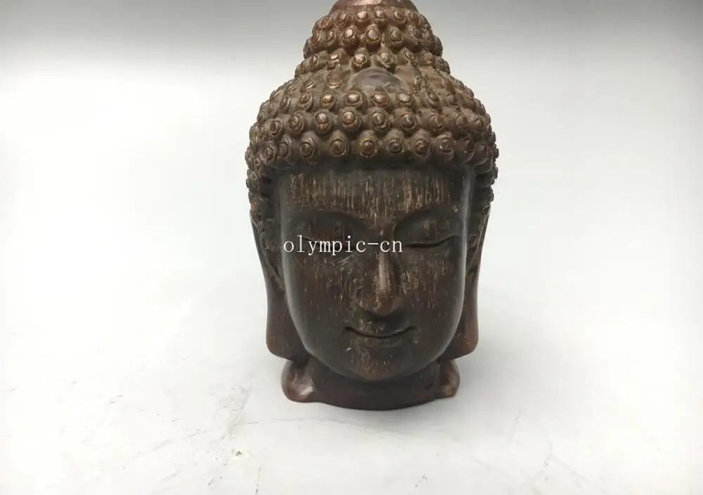 5''Real ox horn handcraft carved tathagata Gautama Shakyamuni Buddha head statue 50% off