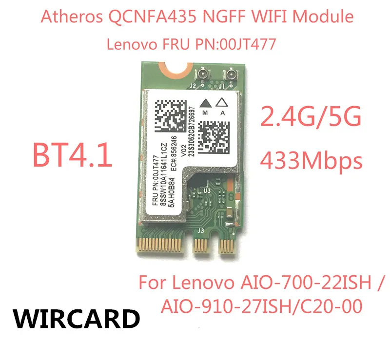 Wireless Adapter Card  QCA9377 QCNFA435 802.11AC 2.4G/5G NGFF WIFI CARD BT 4.1 For Lenovo AIO-700-22ISH C20-00