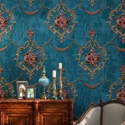 3D Pastoral Flower Non-woven Wallpaper Green European Style Bedroom Living Room Sofa TV Background Wallpaper Papel De Parede A&B