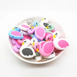 Chengkai 5pcs Silicone Swan Teether Beads DIY Flamingo Animal Baby Teething Montessori Sensory Cartoon Jewelry Toy Beads