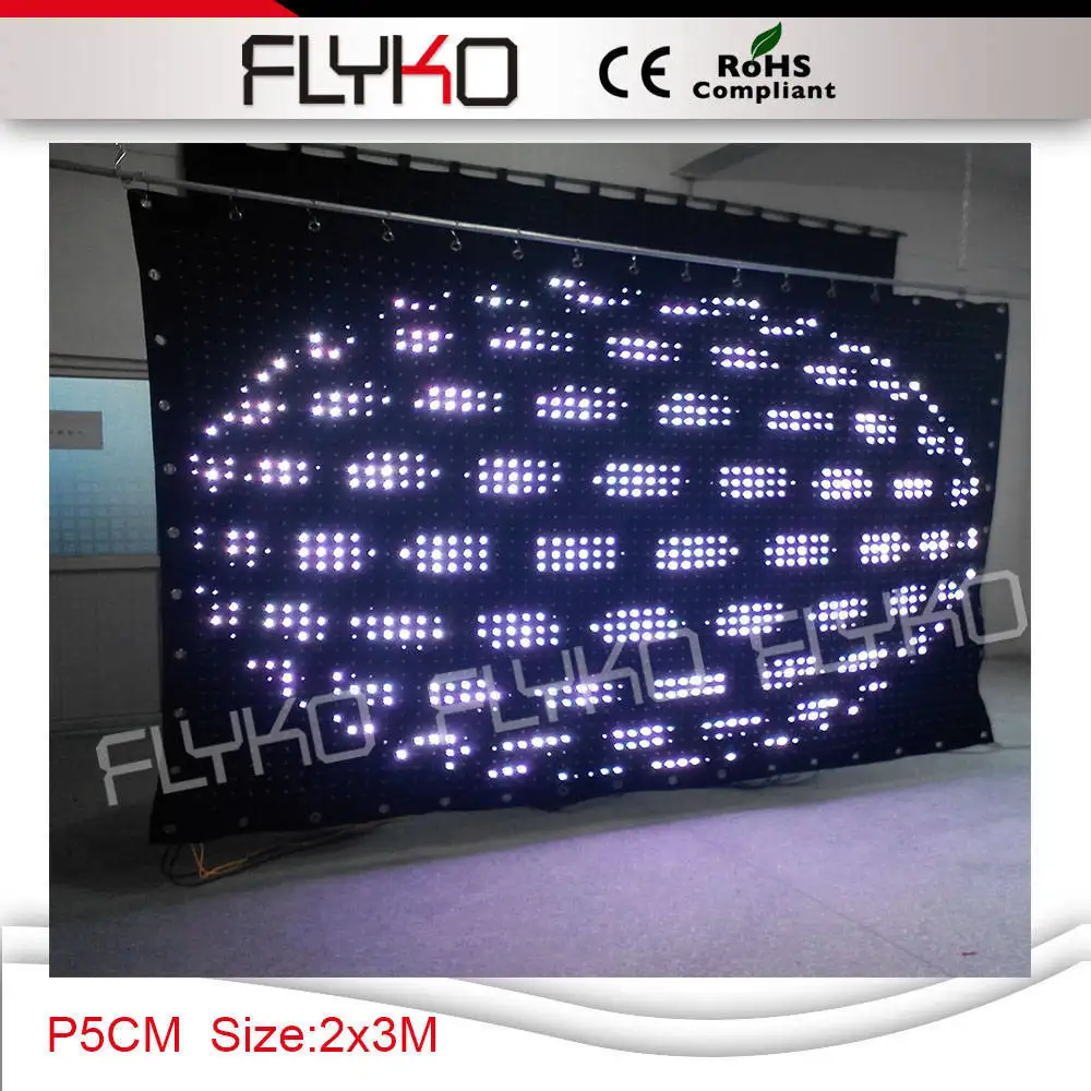 

Flyko high quality handmade fireproof led stage curtain P5 2x3m