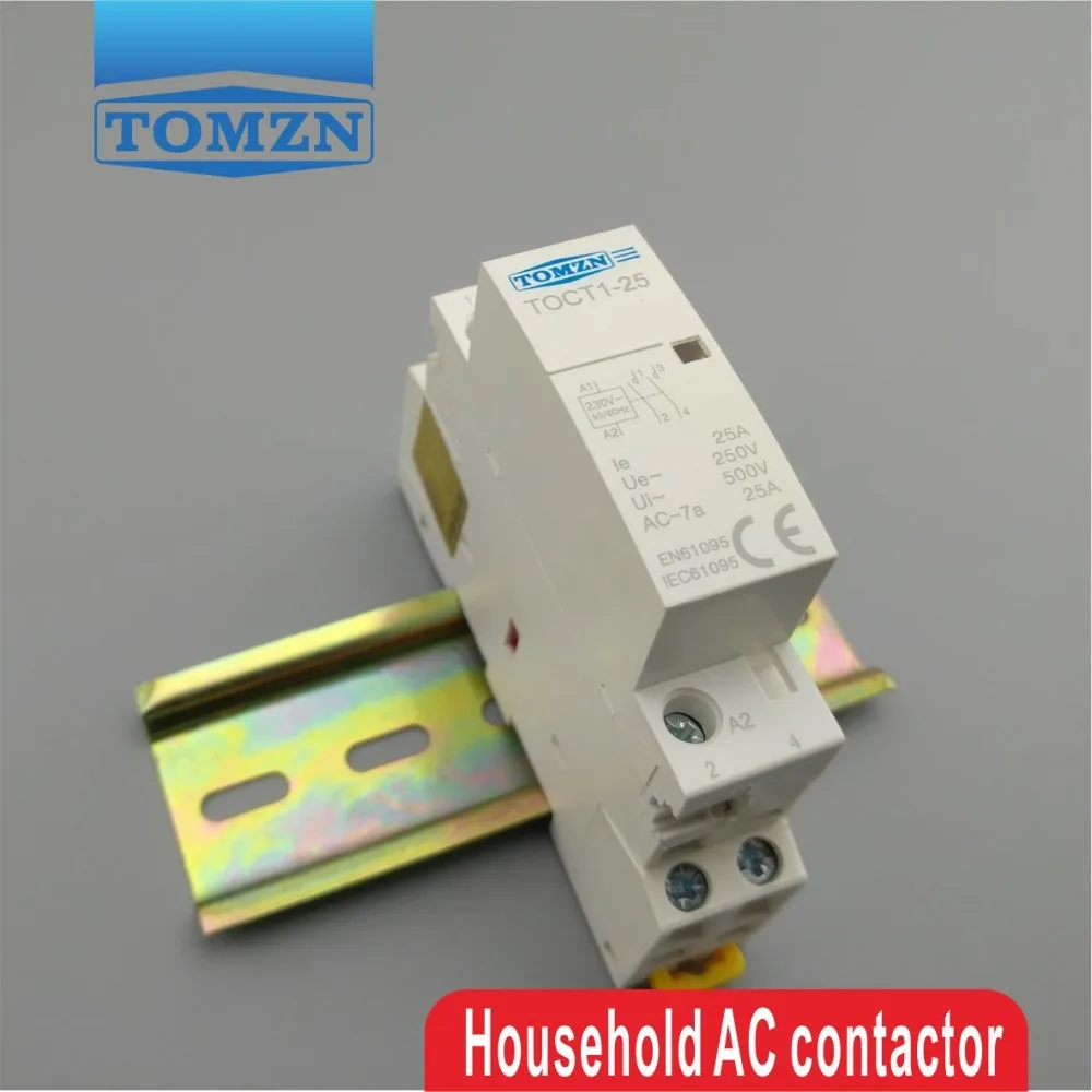 1 pcs TOCT1 2P 25A 220V/230V 50/60HZ Din rail Household ac Modular contactor  2NO