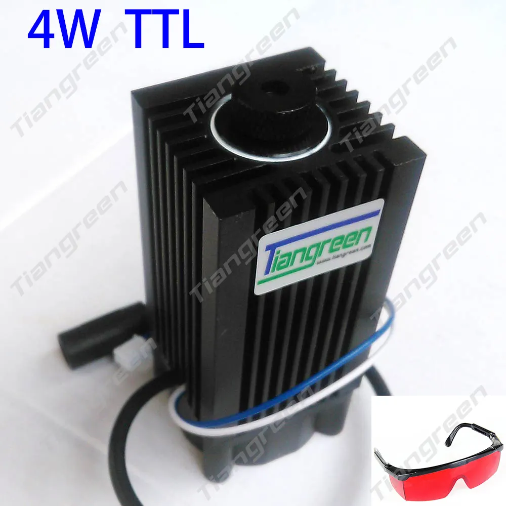 4W Laser module engraving machine 450nm 4000mW Focus TTL Blue laser diode 12V with goggles