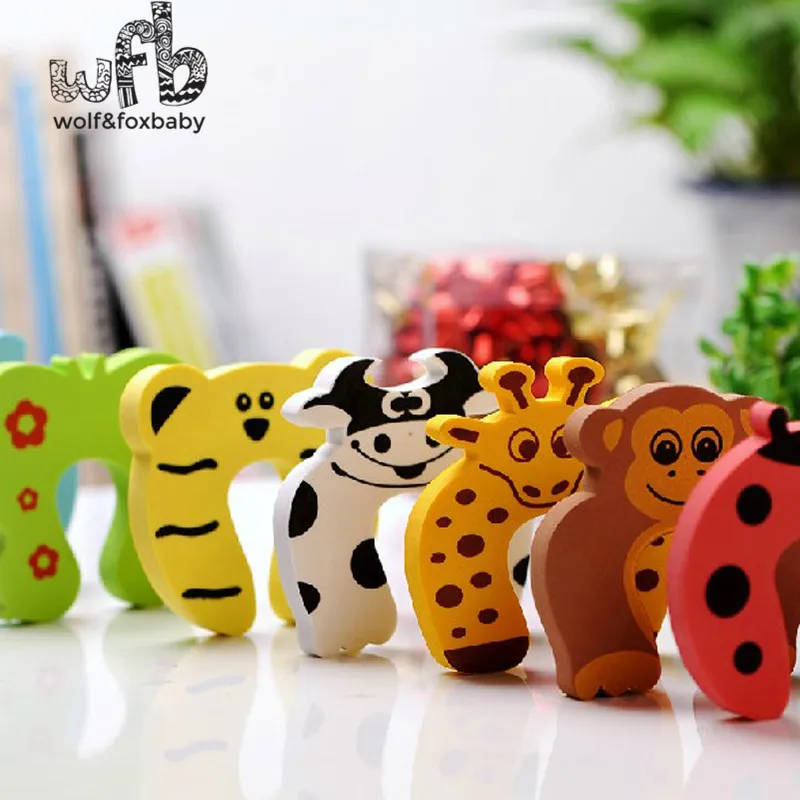 Bán sỉ 30 cái/lốc Miễn Phí Vận Chuyển dễ thương animal designs Bé Cửa an toàn Jammer Guard Finger Protector Stoppers